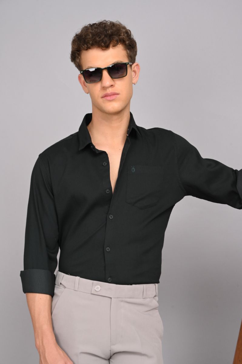 Stagbeetle Deep Forest Green Stretch Cotton Shirt