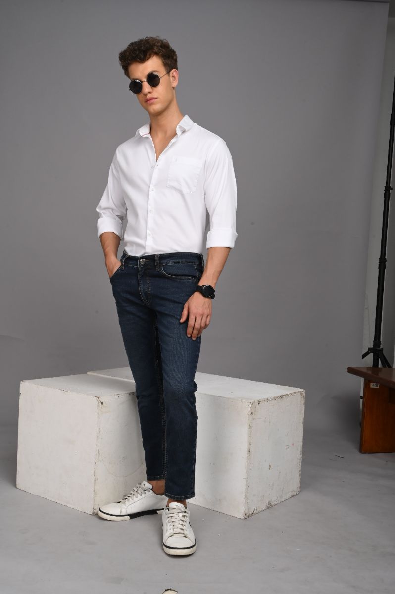 Stagbeetle Pure White Stretch Cotton Shirt view 2