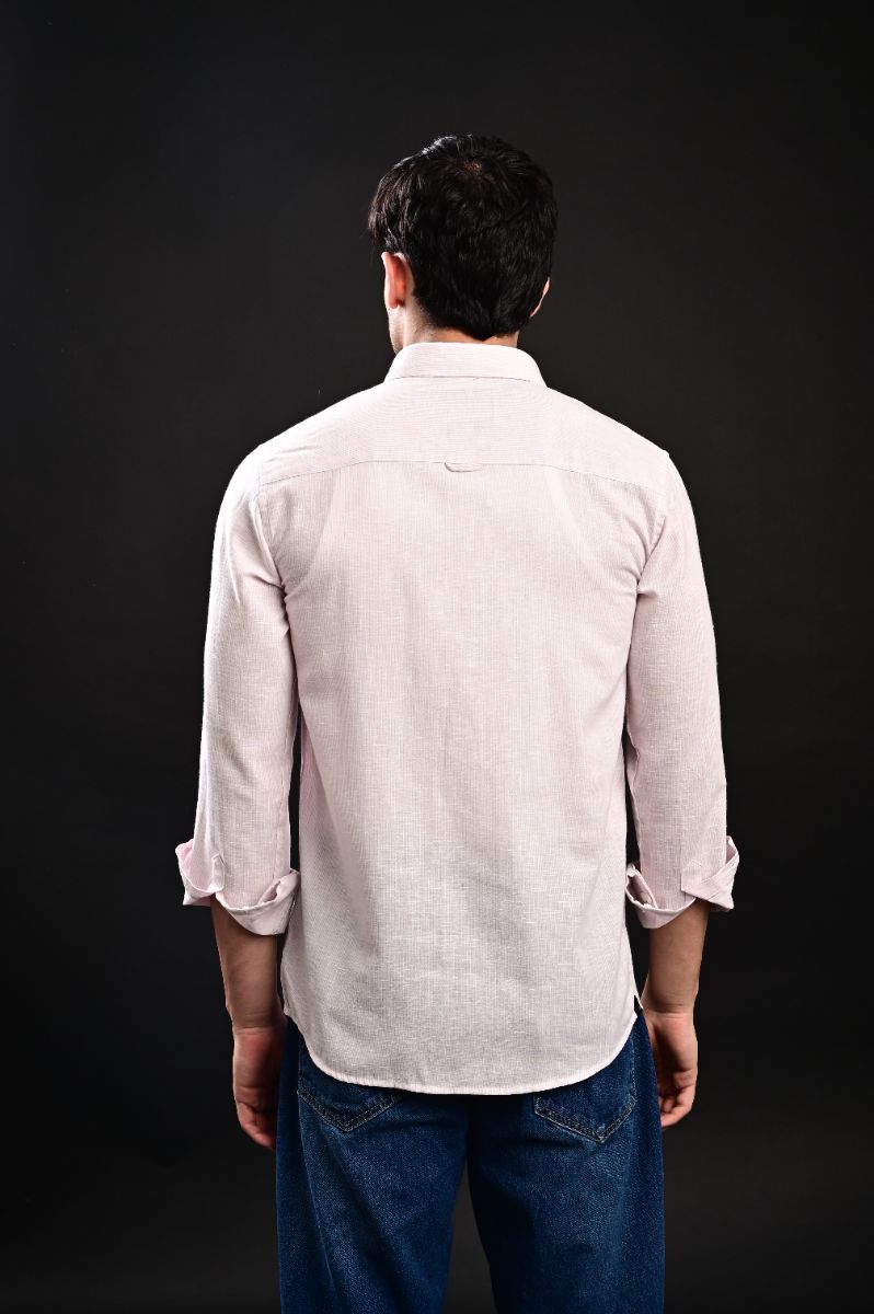 Stagbeetle Premium Baby Pink Fine-Stripe Shirt view 3