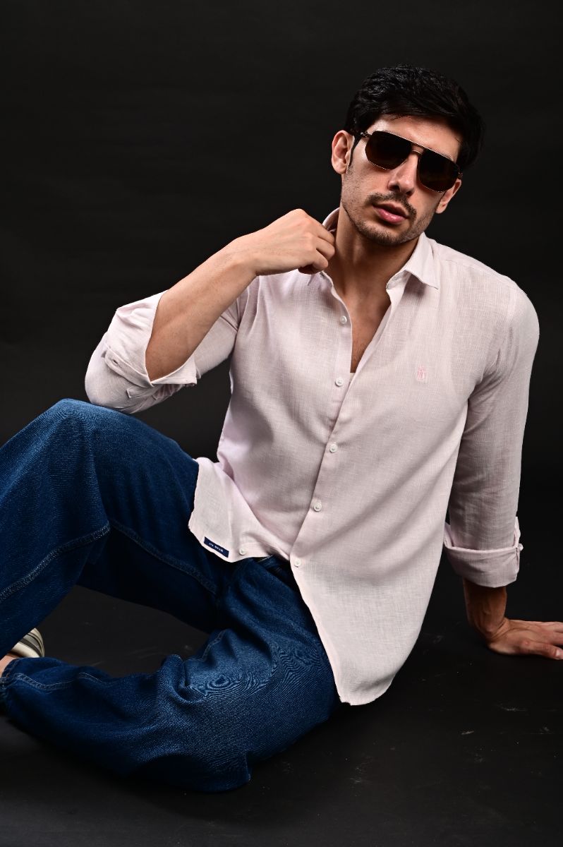 Stagbeetle Premium Baby Pink Fine-Stripe Shirt view 4