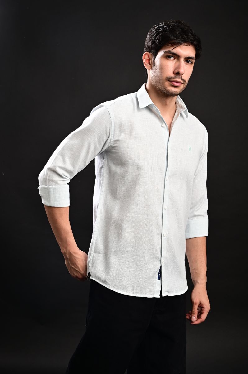 STAGBEETLE Sea Green Striped Cotton Shirt For Men view 4