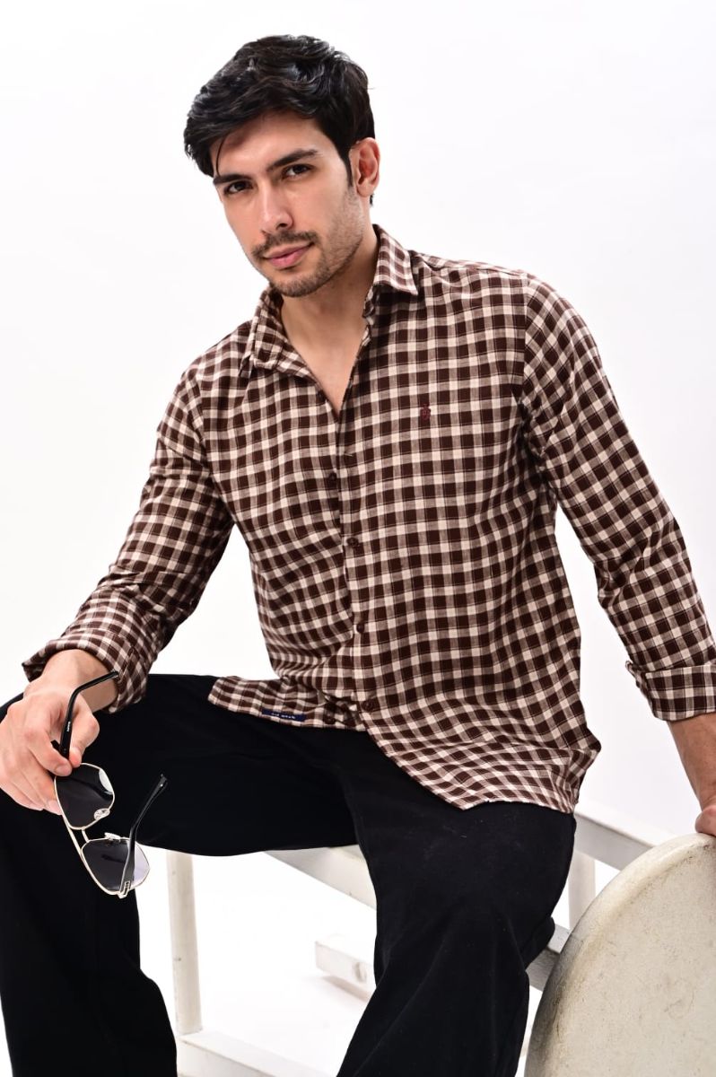 Rich Mocha Check Full-Sleeve Shirt