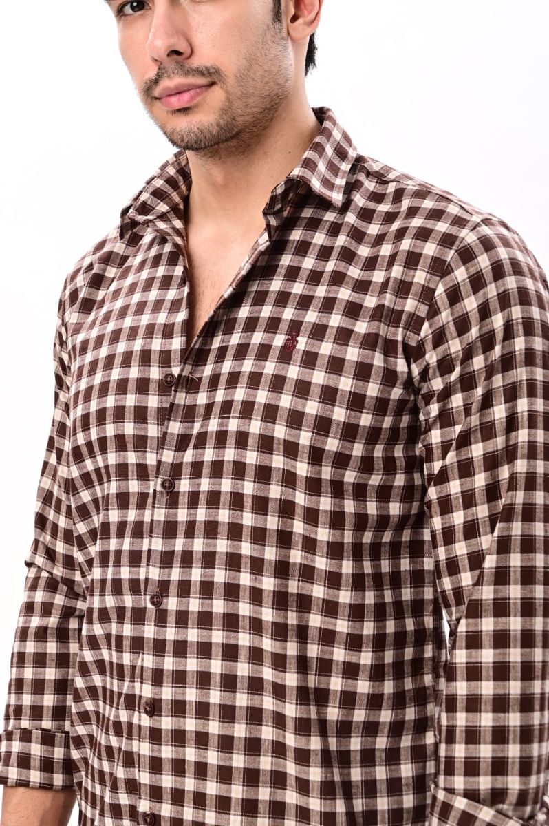  Rich Mocha Check Full-Sleeve Shirt view 3