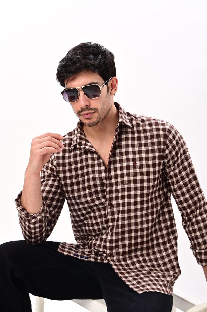  Rich Mocha Check Full-Sleeve Shirt view 5