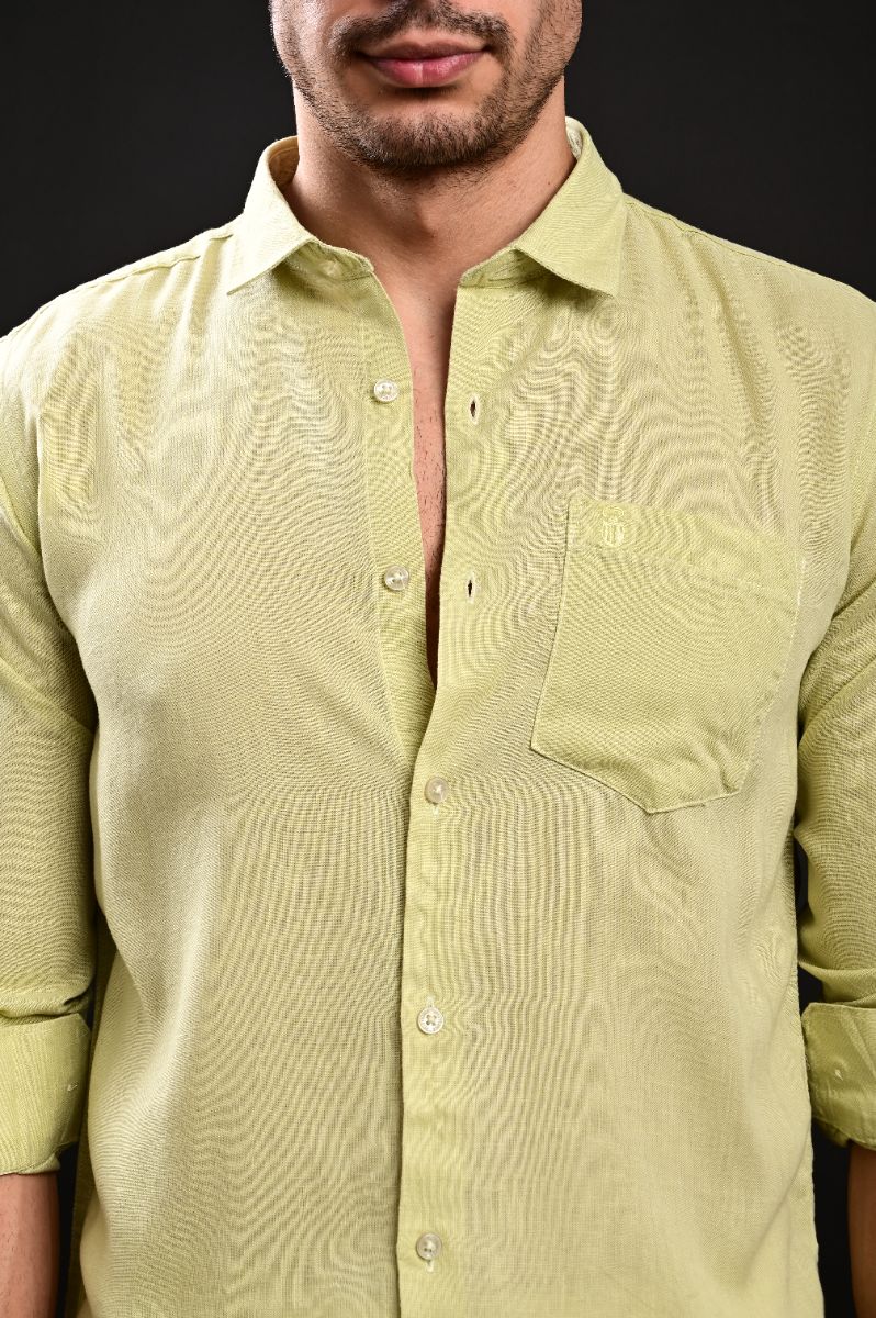 Premium Sage Green Imported Linen Full Sleeve Shirt view 4