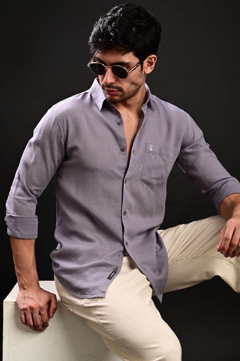 Dusty Mauve Premium Imported Linen Shirt view 4