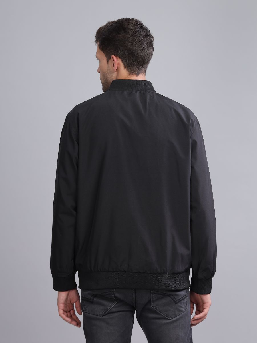 STAGBEETLE Classic Black Bomber Jacket - HD Nylon Windproof view 4