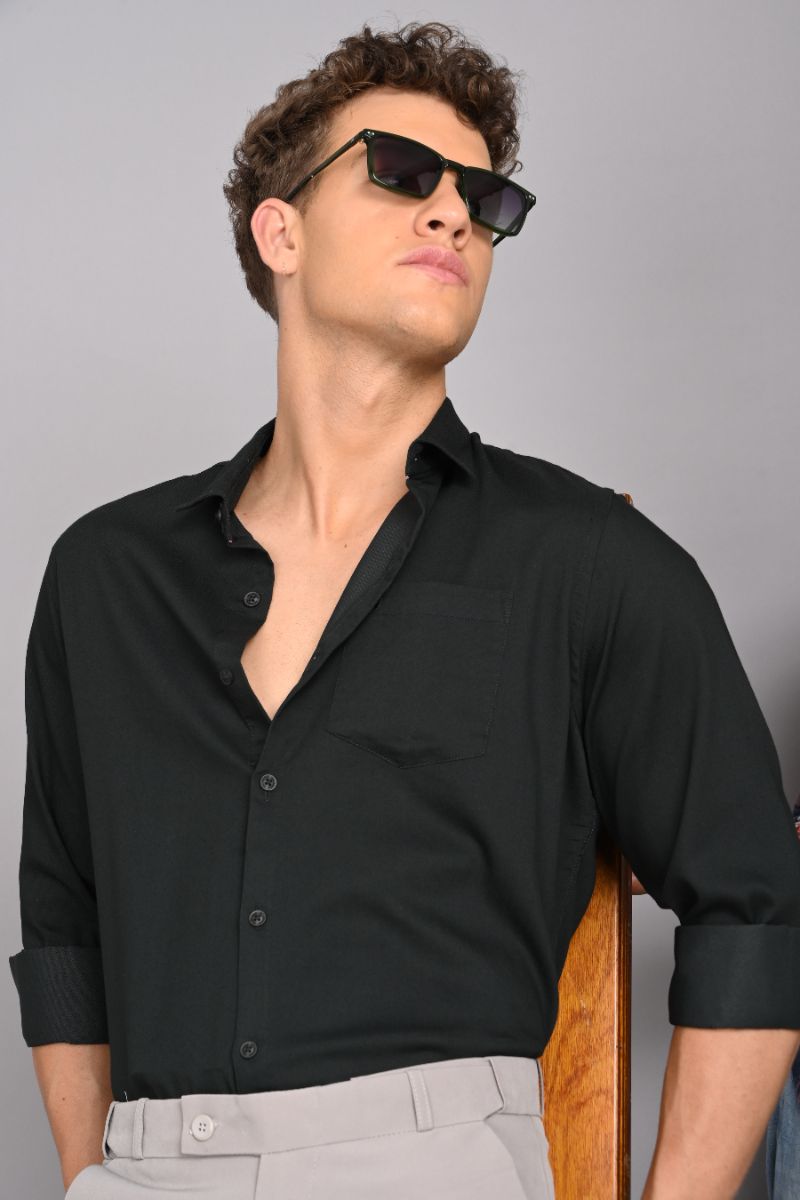 Premium Cotton Shirt - Black view 2