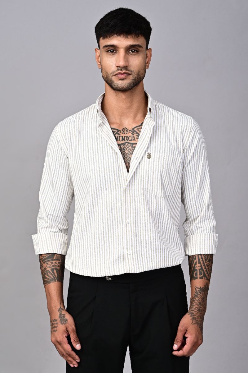 STAGBEETLE Mocha Brown Striped Shirt For Men view 2
