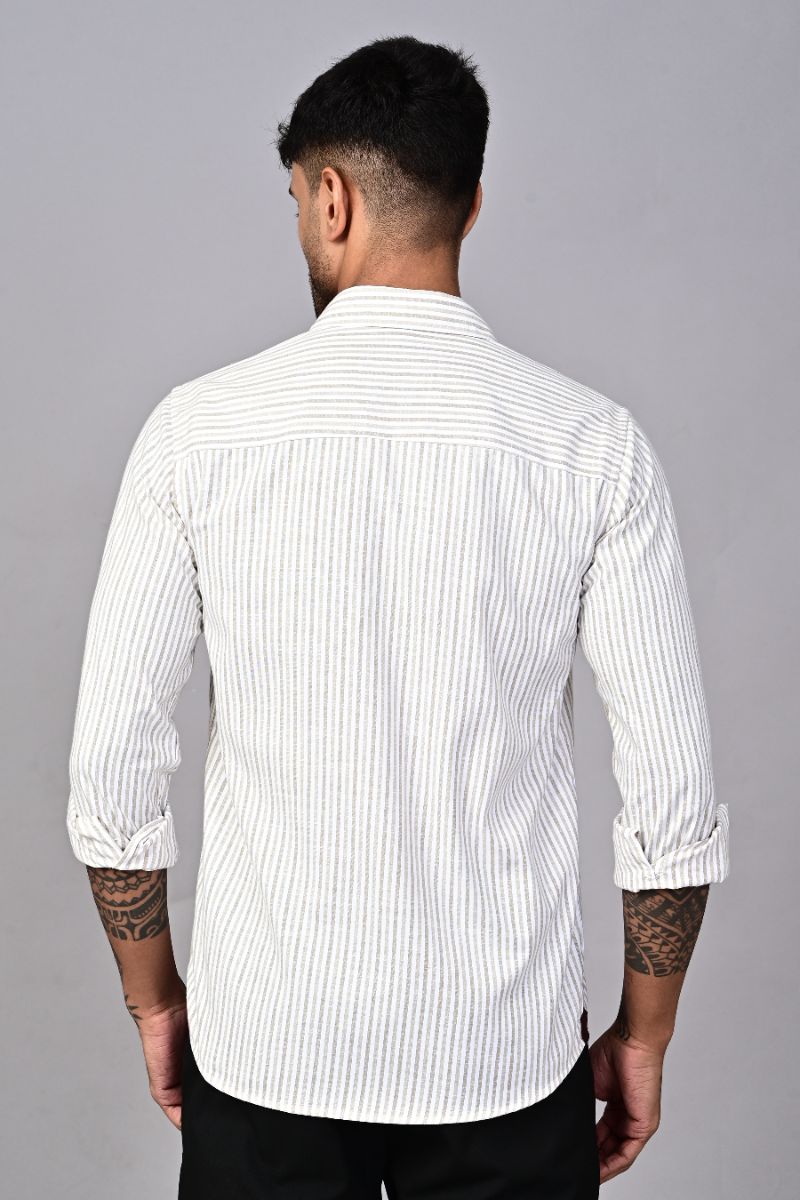 STAGBEETLE Mocha Brown Striped Shirt For Men view 3