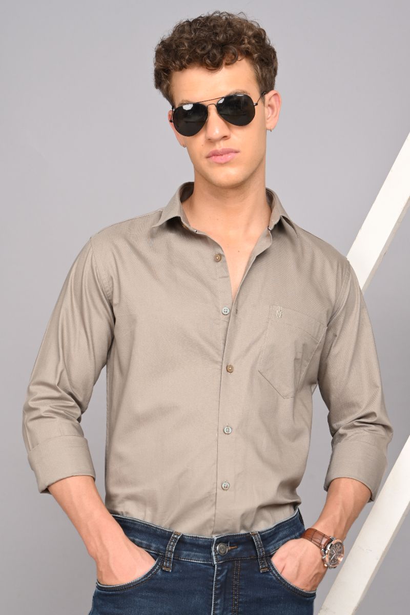 Premium Cotton Shirt - Light Grey