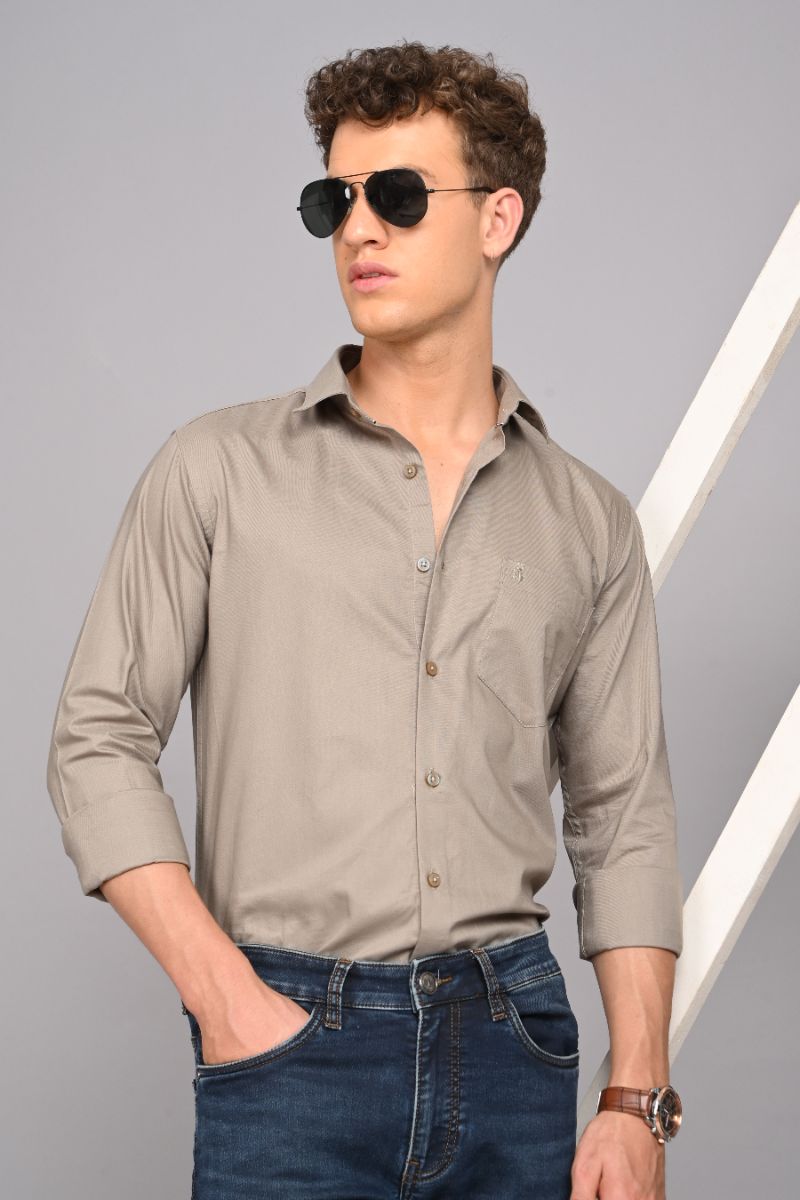 Premium Cotton Shirt - Light Grey view 2