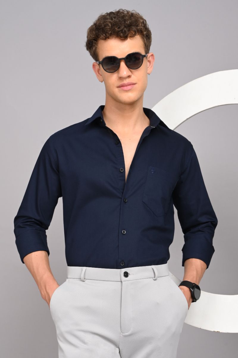 Premium Cotton Shirt - Navy Blue