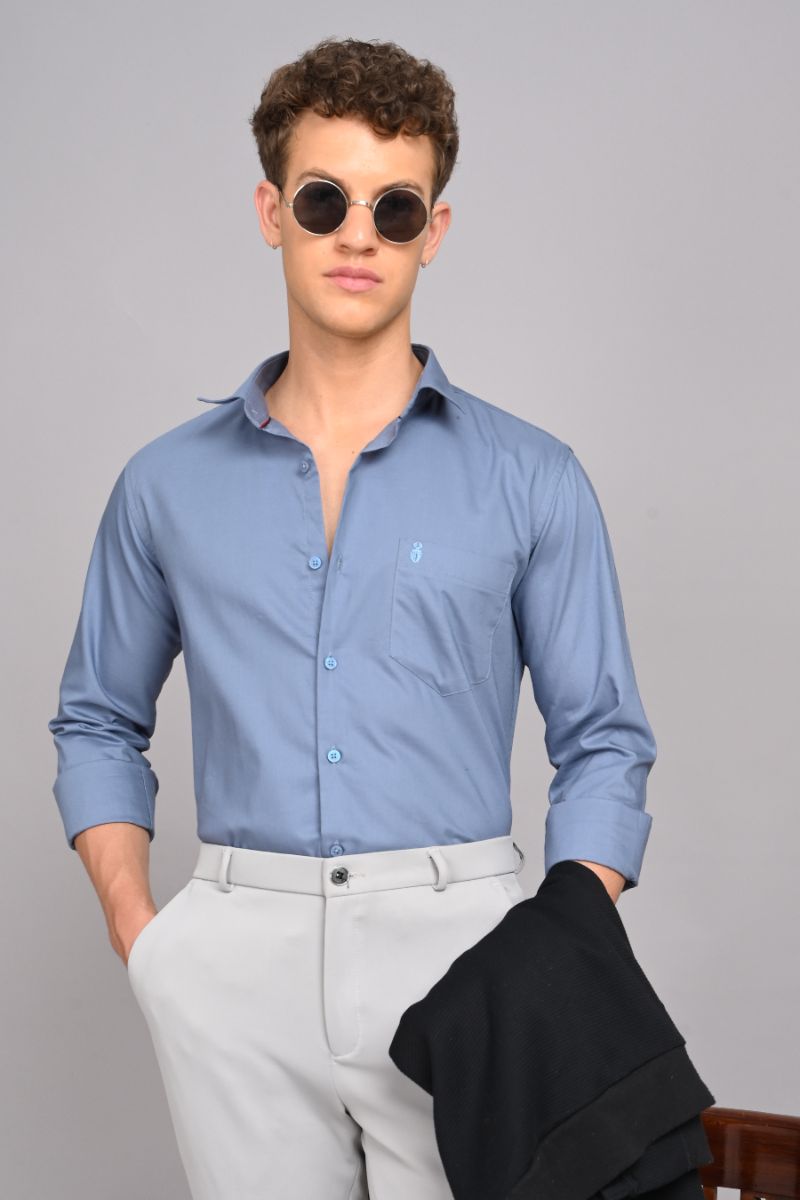 Premium Cotton Shirt - Sky Blue