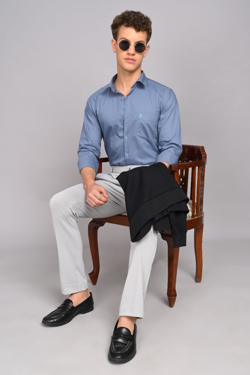 Premium Cotton Shirt - Sky Blue view 2