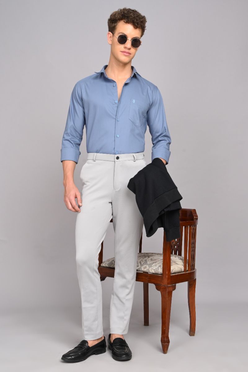 Premium Cotton Shirt - Sky Blue view 3