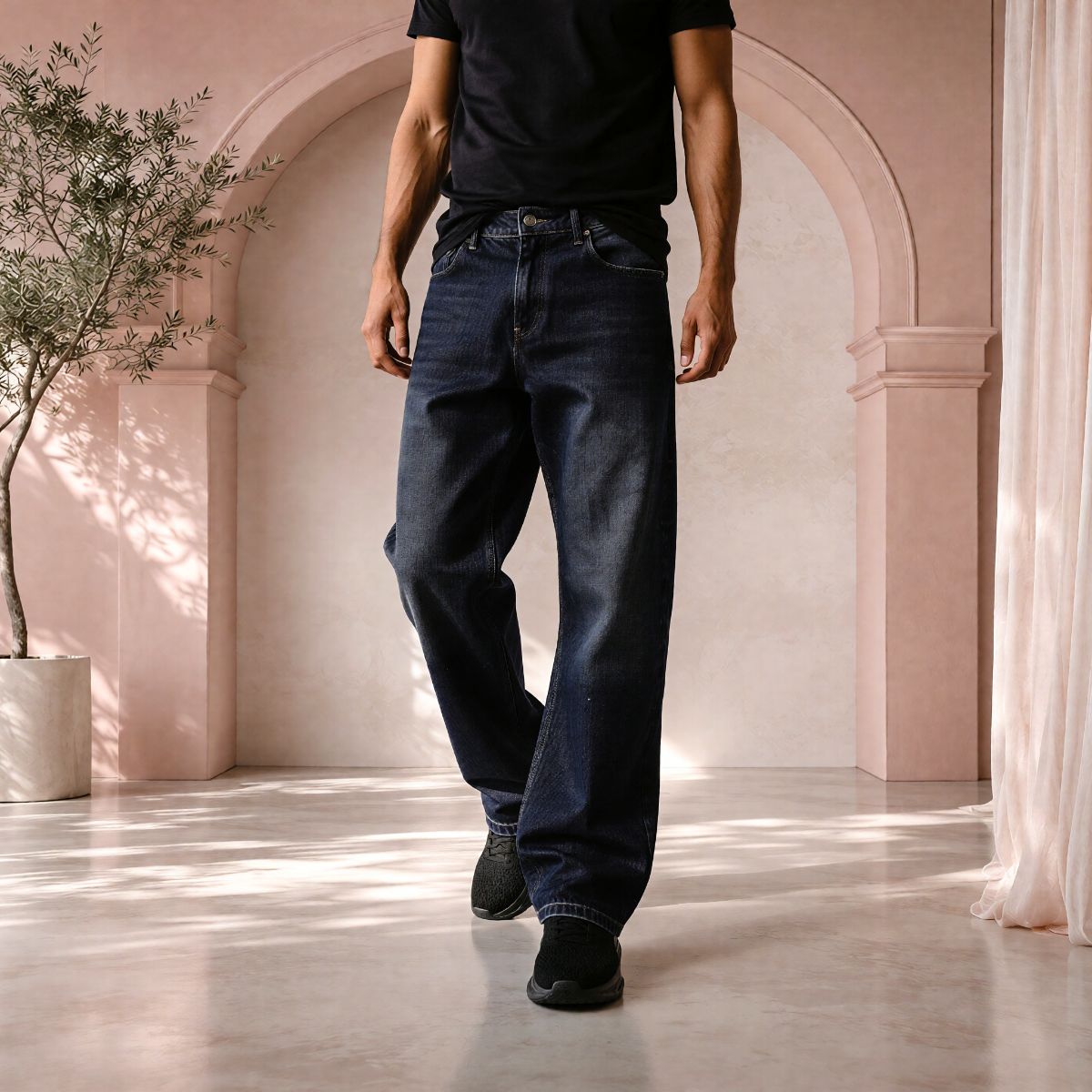 Men’s Black Baggy Fit Denim Jeans  | Relaxed Wide-Leg Style.