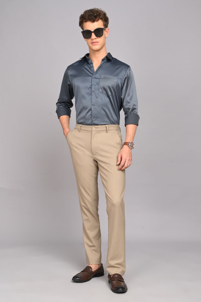 Stagbeetle Dark Grey Satin Full-Sleeve Shirt view 2