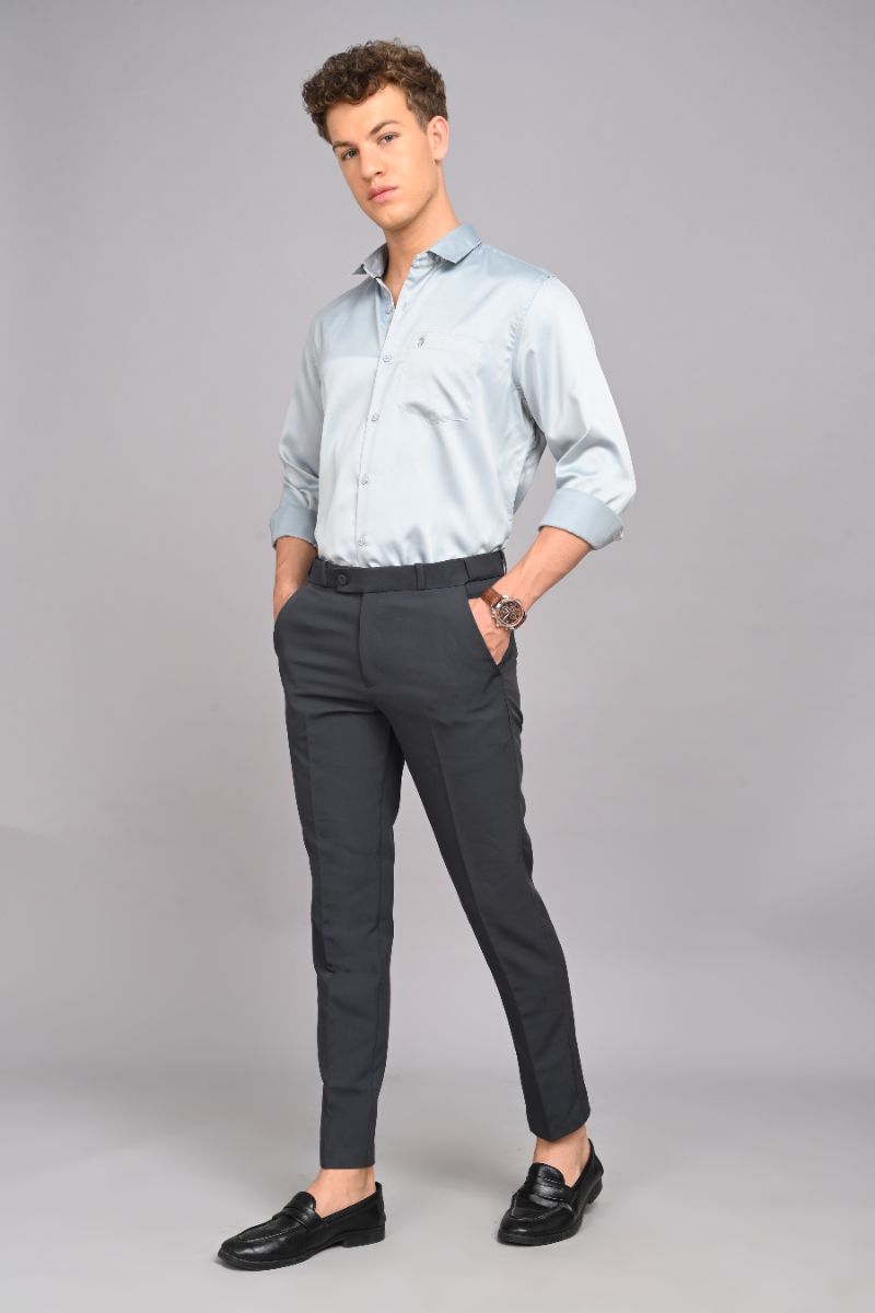 Stagbeetle Light Grey Premium Satin Full-Sleeve Shirt view 3