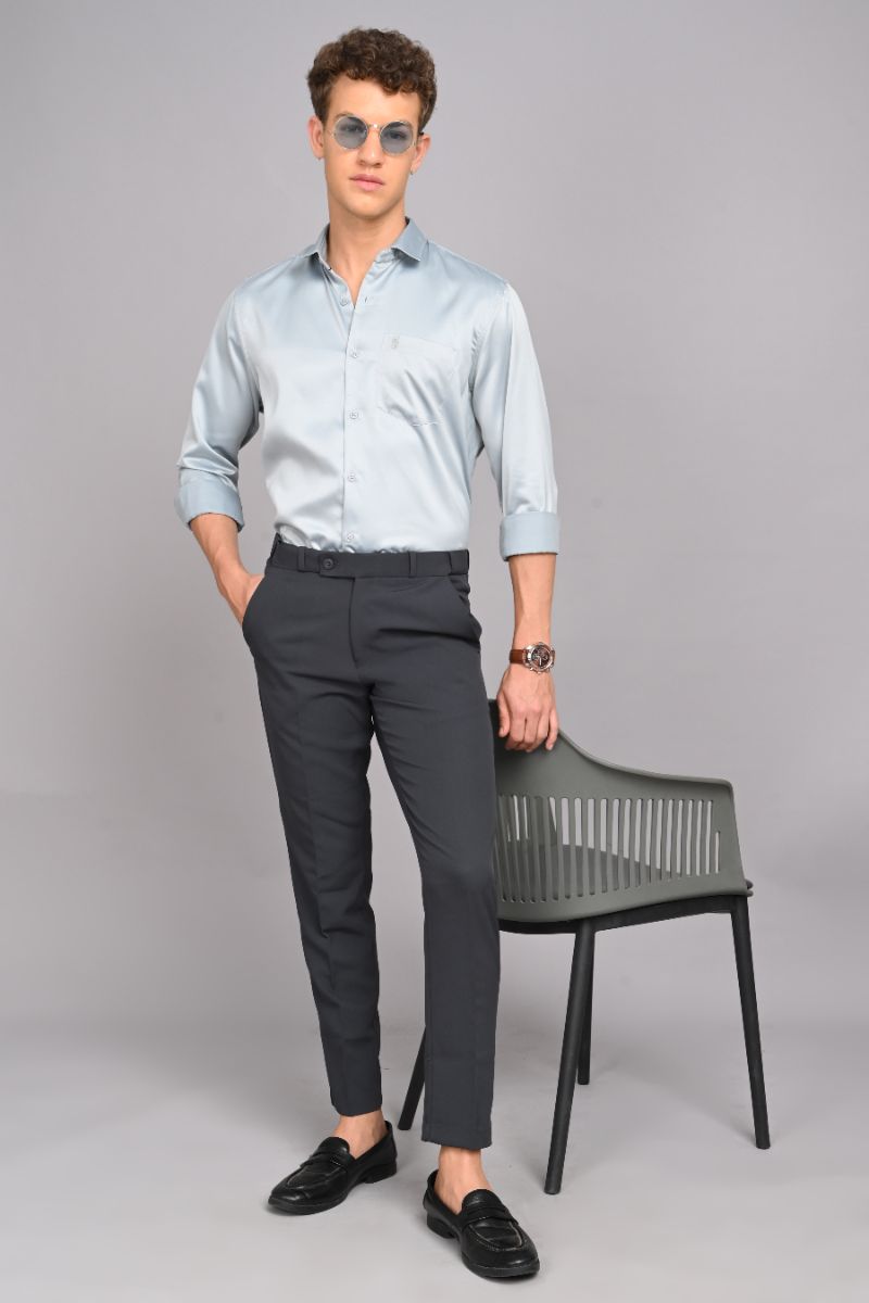 Stagbeetle Light Grey Premium Satin Full-Sleeve Shirt view 4