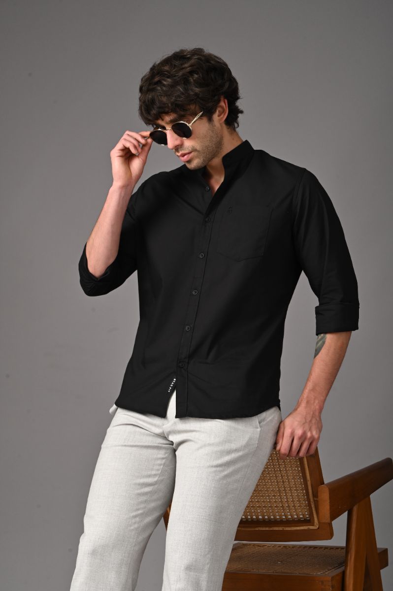 Midnight Onyx Mandarin Collar Essential view 4