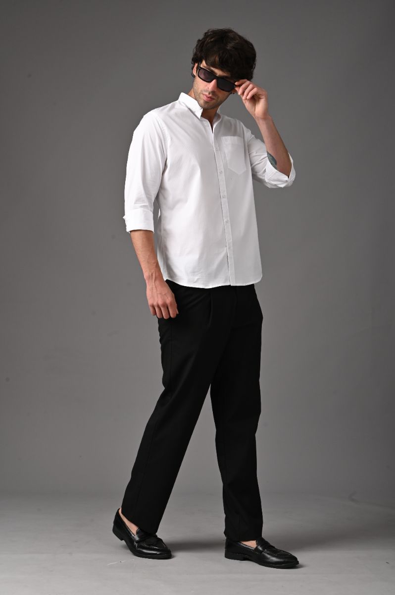 Minimalist Chinese Collar White Shirt