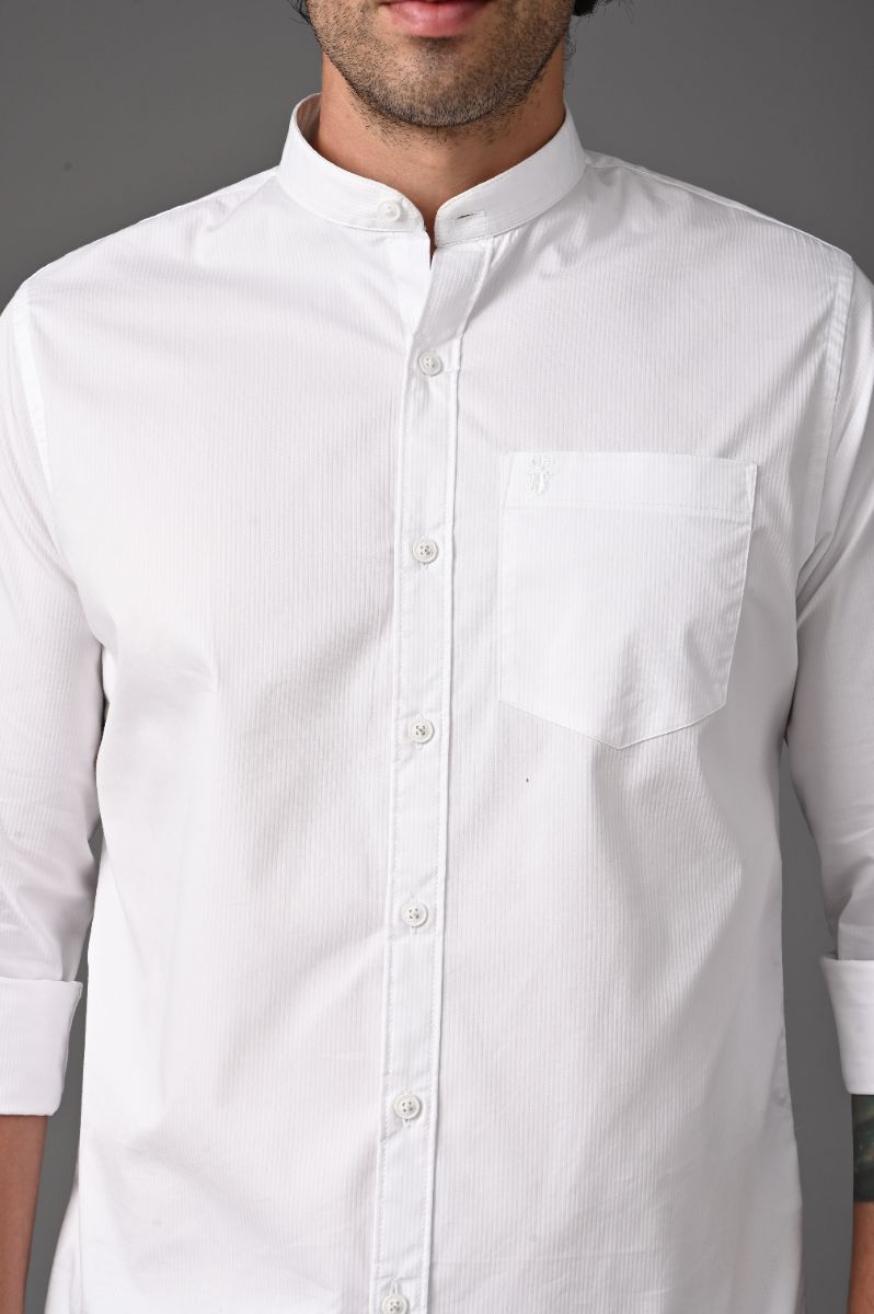 Minimalist Chinese Collar White Shirt view 2
