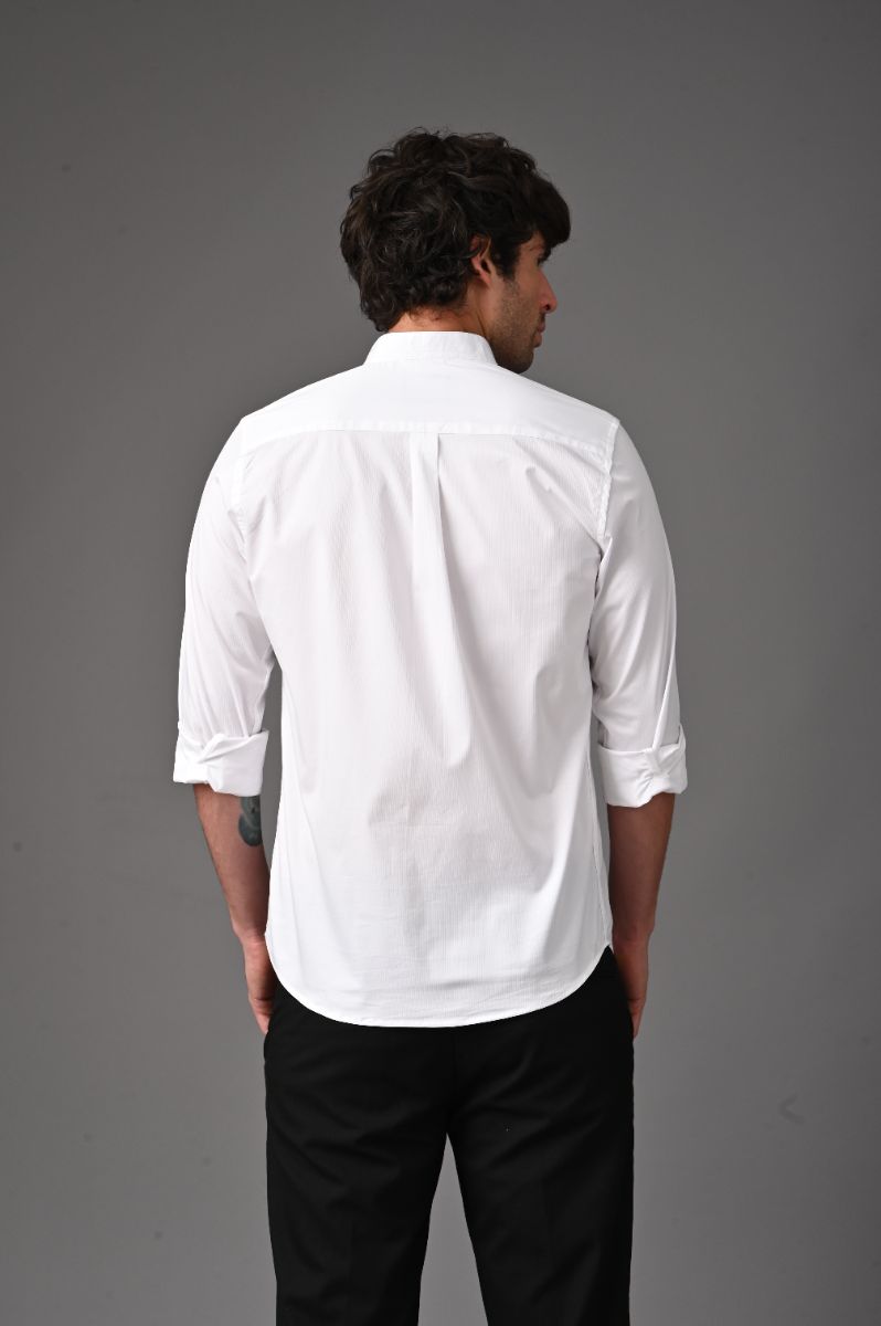 Minimalist Chinese Collar White Shirt view 3