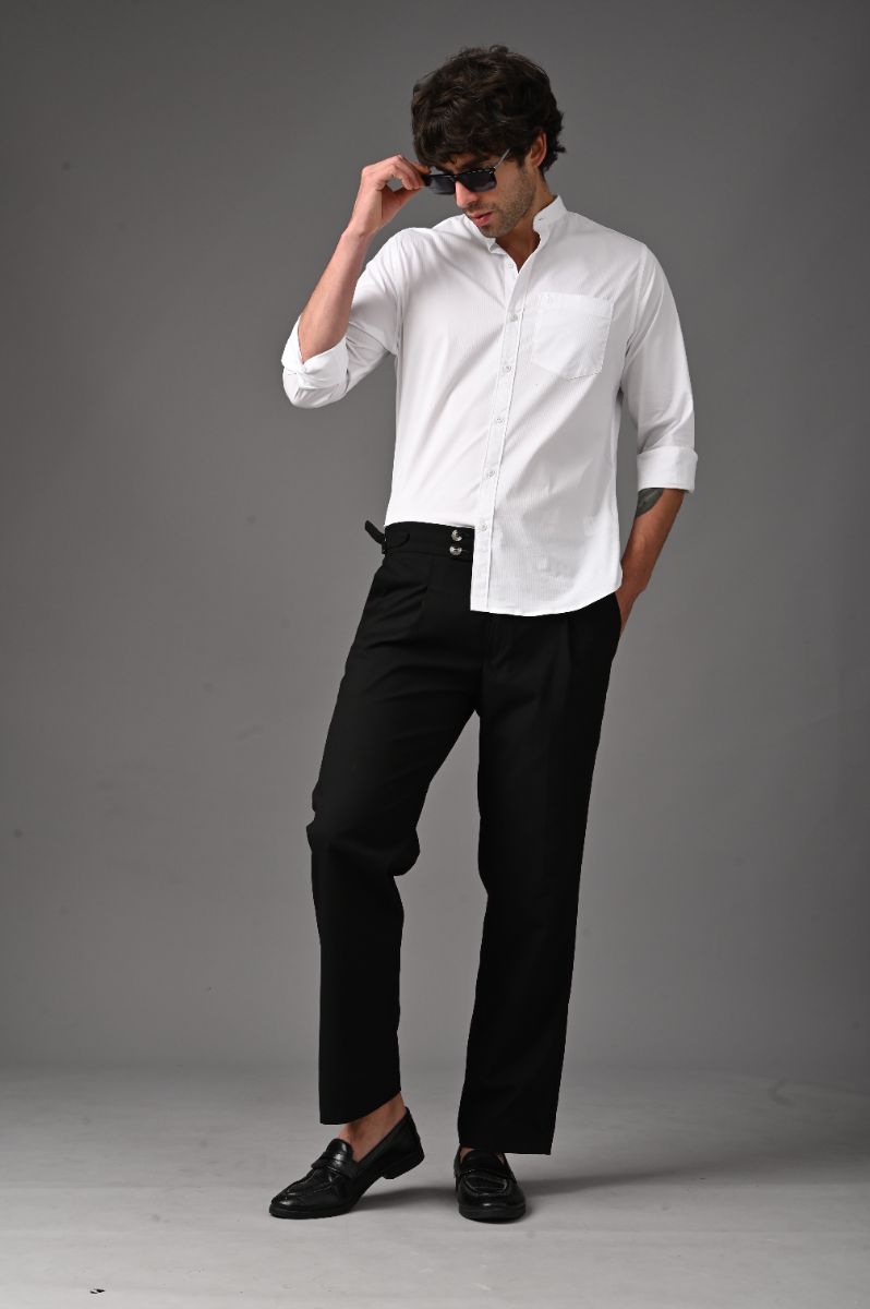 Minimalist Chinese Collar White Shirt view 5